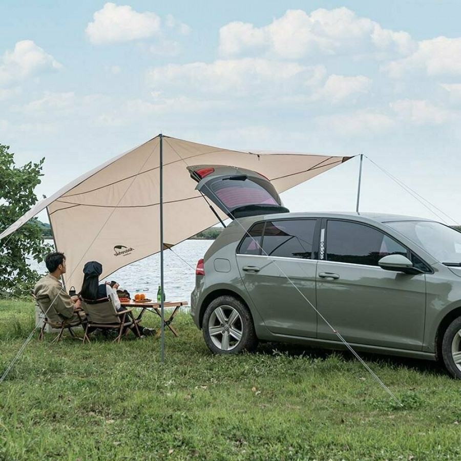 Тент для кемпінгу Naturehike Car Rear Canopy NH21TM001, 590*340 см, золотий (з трьома стійками)