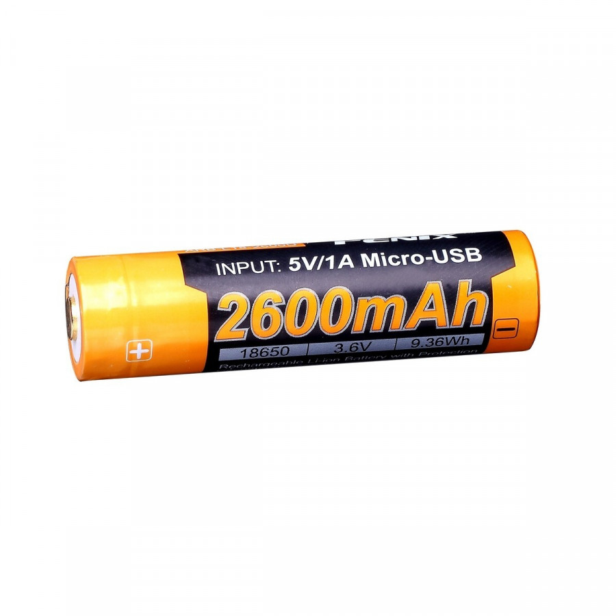 ARB-L18-2600U Акумулятор 18650 Fenix (2600 mAh) Li-ion micro usb зарядка