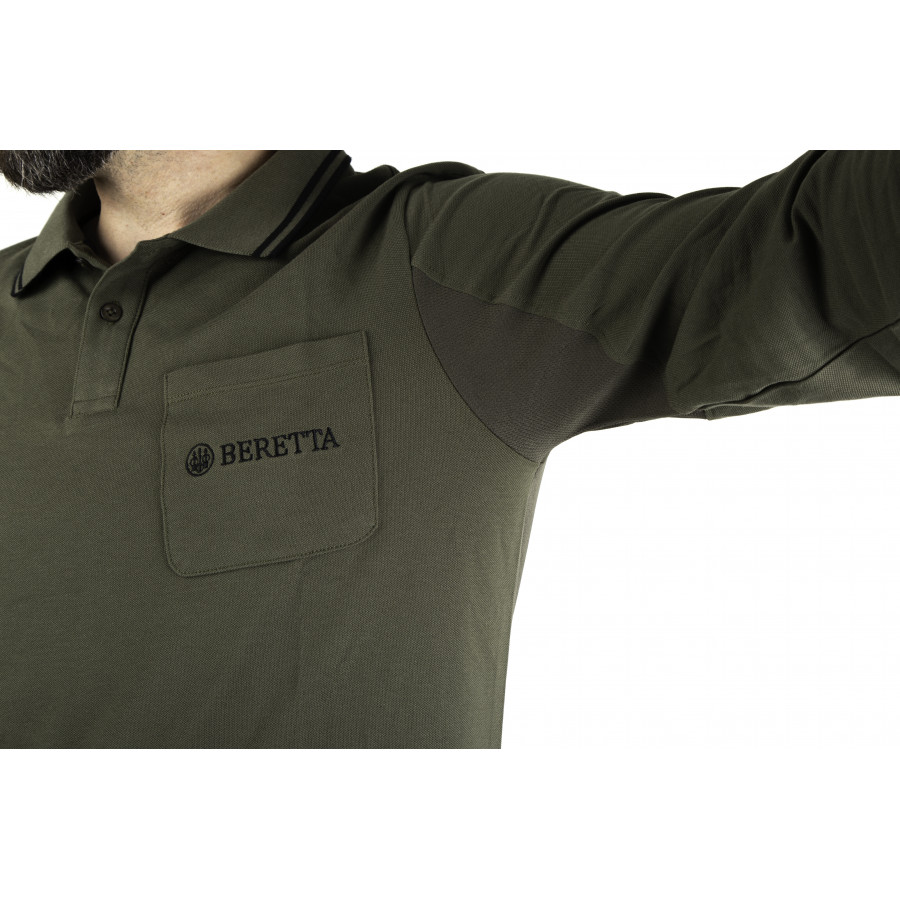 Футболка мужская с длинным рукавом Airmesh Polo LS "Beretta" (олива)