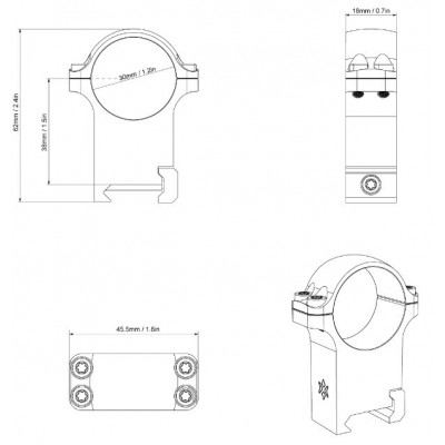 Кільця Vector Optics Сталеві 30 мм Weaver високі