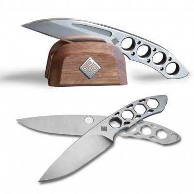 Набір з двох ножів Ocaso "Duo Desk Knife Wharncliffe" із підставкою з деревини горіха