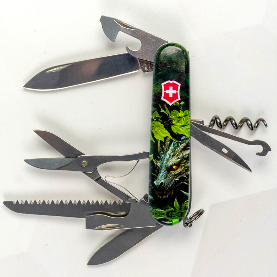 Ніж Victorinox Swiss Army Huntsman Zodiac Зелений дерев'яний дракон