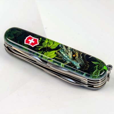 Ніж Victorinox Swiss Army Huntsman Zodiac Зелений дерев'яний дракон