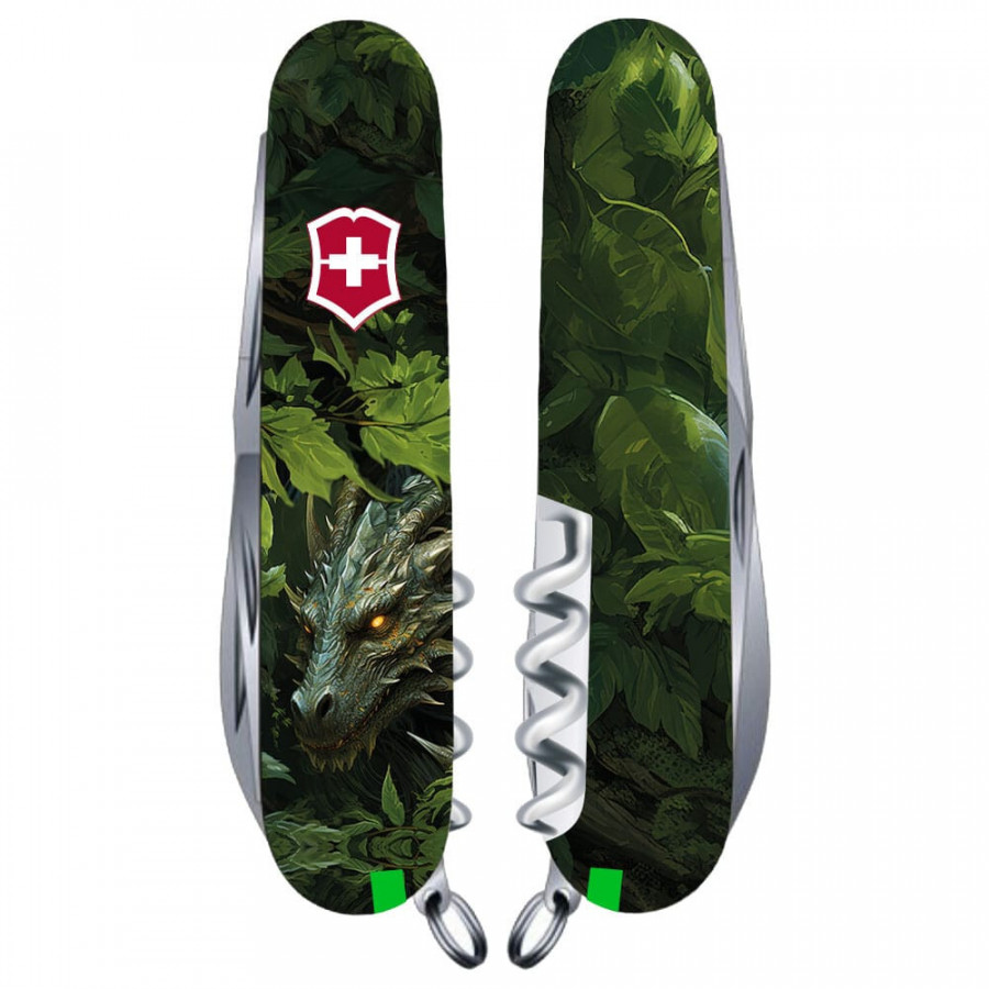 Ніж Victorinox Swiss Army Huntsman Zodiac Зелений дерев'яний дракон