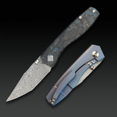 Ніж Ocaso "Delos", Dark Matter Blue, Damascus