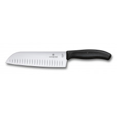 Ніж кухонний Victorinox SwissClassic, Santoku, ребр. лезо, 17 cm, чорний, блістер