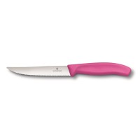 Ніж кухонний столовий Victorinox SwissClassic 12 см, серрейтор, рожевий