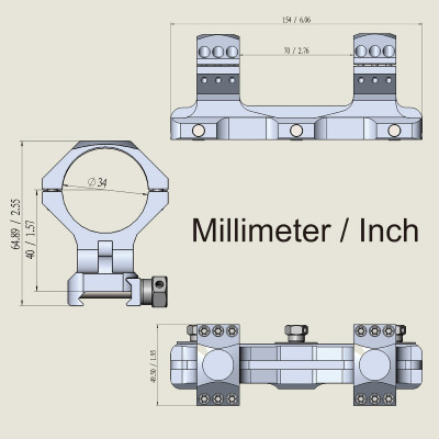 Моноблок Vector Optics 34 мм високий 20MOA