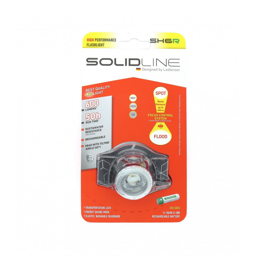 Налобний ліхтар Solidline SH6R, заряджається, 600/250/30, блістер