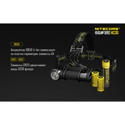 Ліхтар налобний Nitecore HC30w (тепле світло)