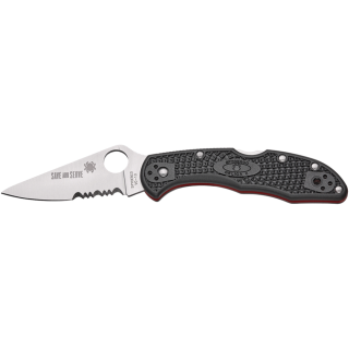 Ніж Spyderco Delica 4, Thin Red Line, напівсерейтор black (C11FPSBKRD)