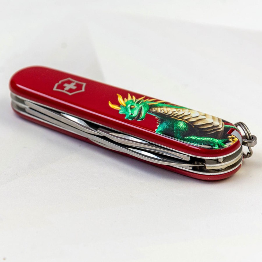 Ніж Victorinox Spartan Zodiac 91мм,12функ,черв ,Зелений дракон