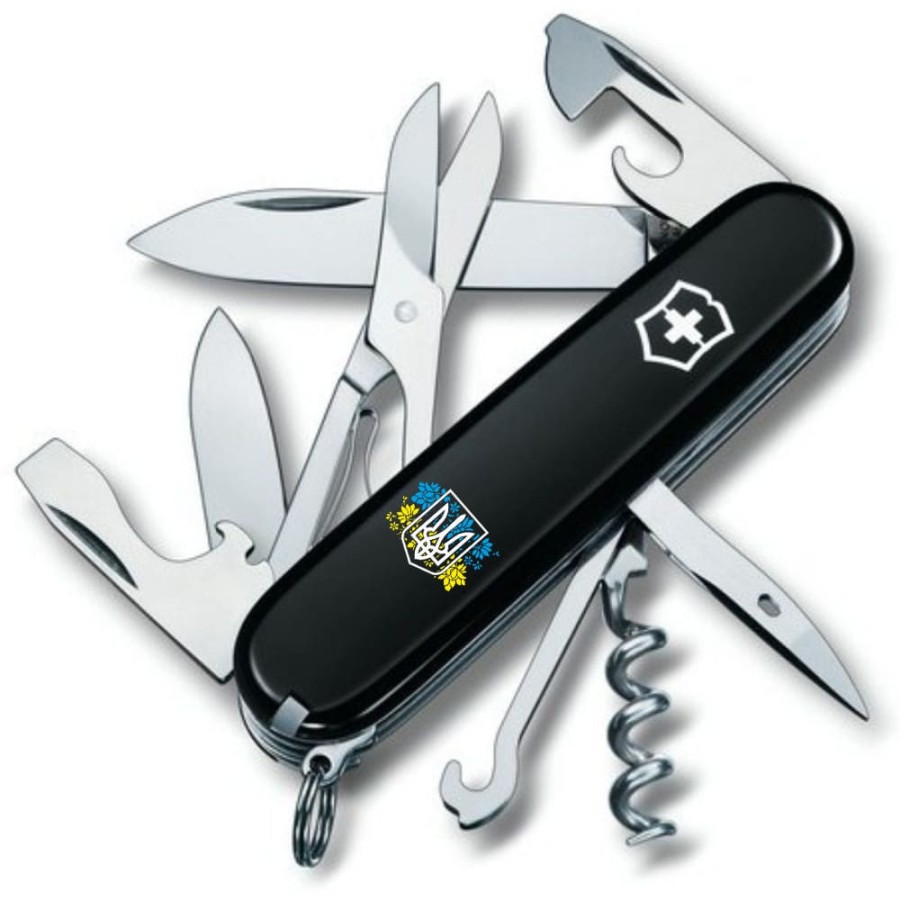 Складаний ніж Victorinox CLIMBER UKRAINE Герб України з квітковим прапором 1.3703.3_T1280u