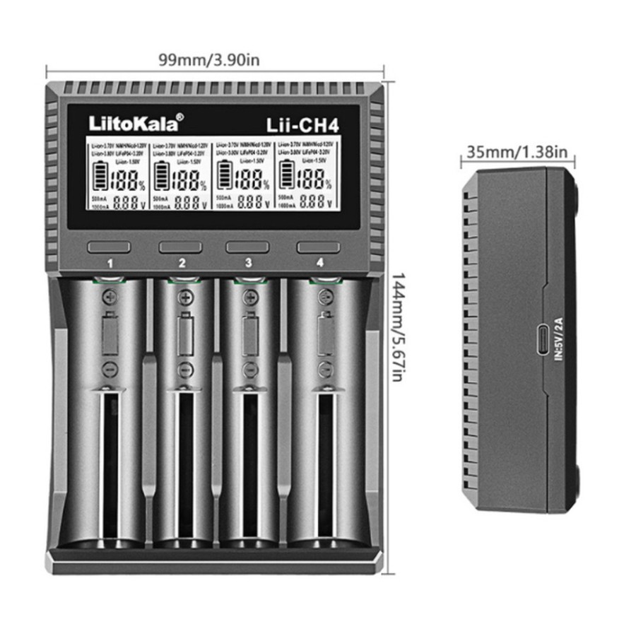 Універсальний зарядний пристрій LiitoKala Lii-CH4 5V 2A на 4 канали