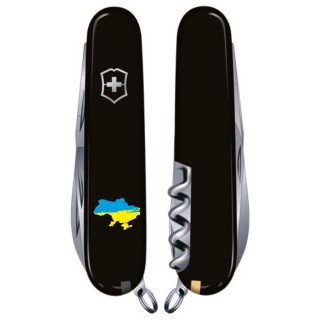 Ніж Victorinox Huntsman Ukraine 91мм,15функ,чорн ,Мапа України син-жовт.