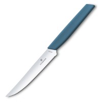 Кухонний ніж Victorinox Swiss Modern Steak&Pizza 12см хвил. з син. ручкою