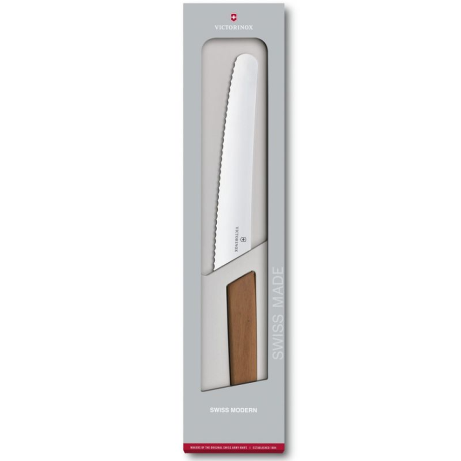 Кухонний ніж Swiss Modern Bread&Pastry 22см волн. с орех. ручкой (GB)