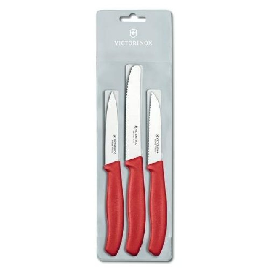 Набір кухонний Victorinox SwissClassic Paring Set 3 ножа з черв. ручкою (8,8,11см)