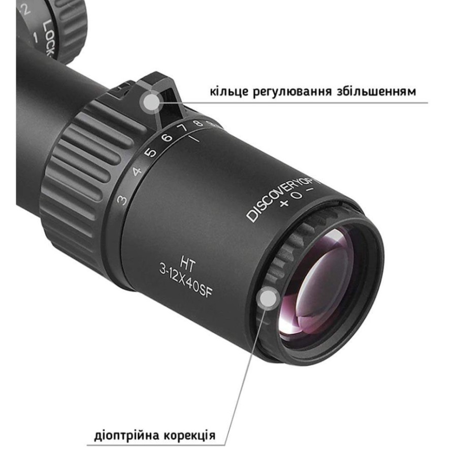 Приціл Discovery Optics HT 3-12X40SF FFP 30mm без підсвічування (221024)