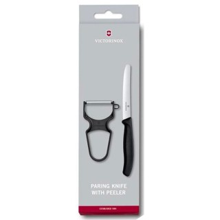 Набір кухонний Victorinox SwissClassic Paring Set 2шт з черв. ручкою (ніж, овочечистка Rapid) у подар.упак.
