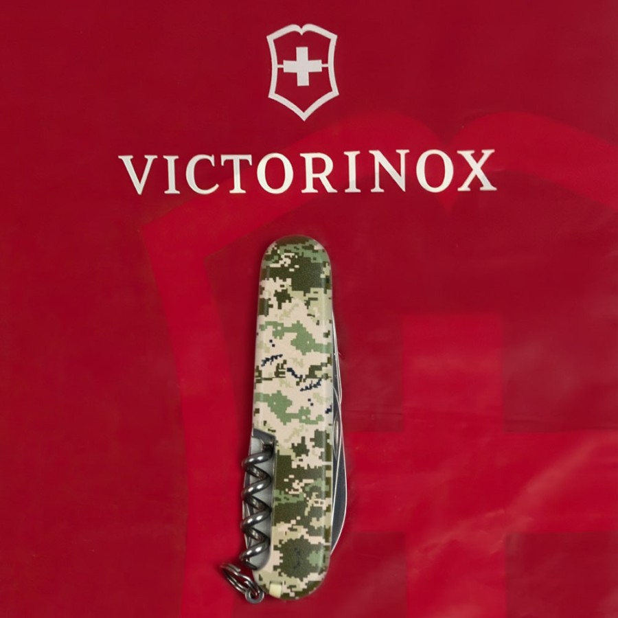 Ніж Spartan Army 91мм/12функ /Піксель з черв. лого