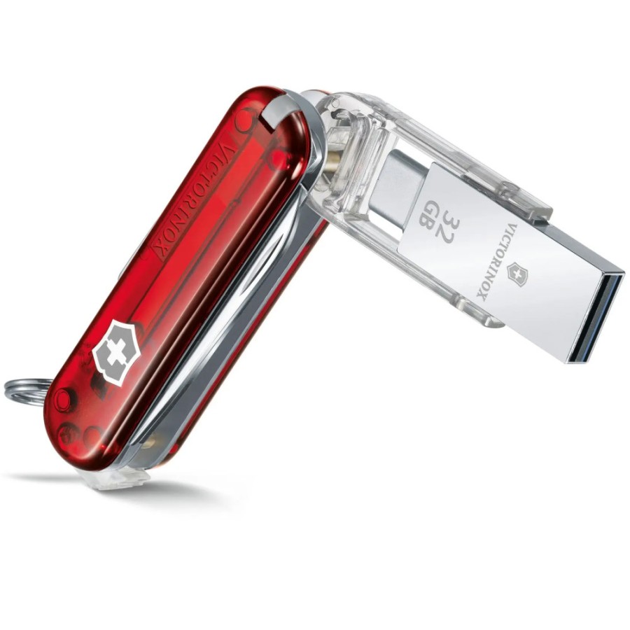 Ніж Victorinox Victorinox@work 58мм,8функ,черв.прозор ,USB3.0,3.1 32Gb (блістер)