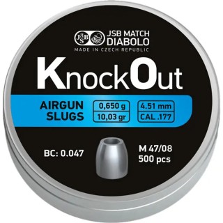 Кулі пневматичні JSB Diabolo KnockOut Slugs 4,51 мм , 0,650 г, 500 шт/уп