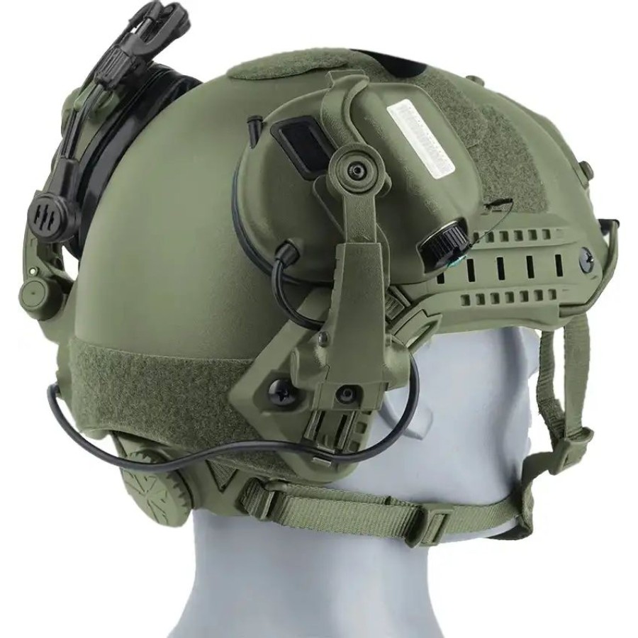 Активні навушники Earmor M32, з тримачем ARC Rails на каску (Мікрофон) green