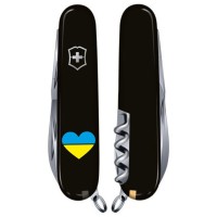 Ніж Victorinox Huntsman Ukraine 91мм,15функ,чорн ,Серце синьо-жовте