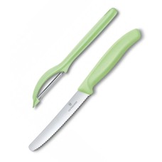 Набір кухонний Victorinox SwissClassic Paring Set 2шт з св.зел. ручкою (ніж, овочечистка Universal) у подар.упак.