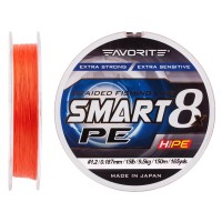 Шнур Favorite Smart PE 8x 150м (red orange) #1.2/0.187mm 15lb/9.5kg