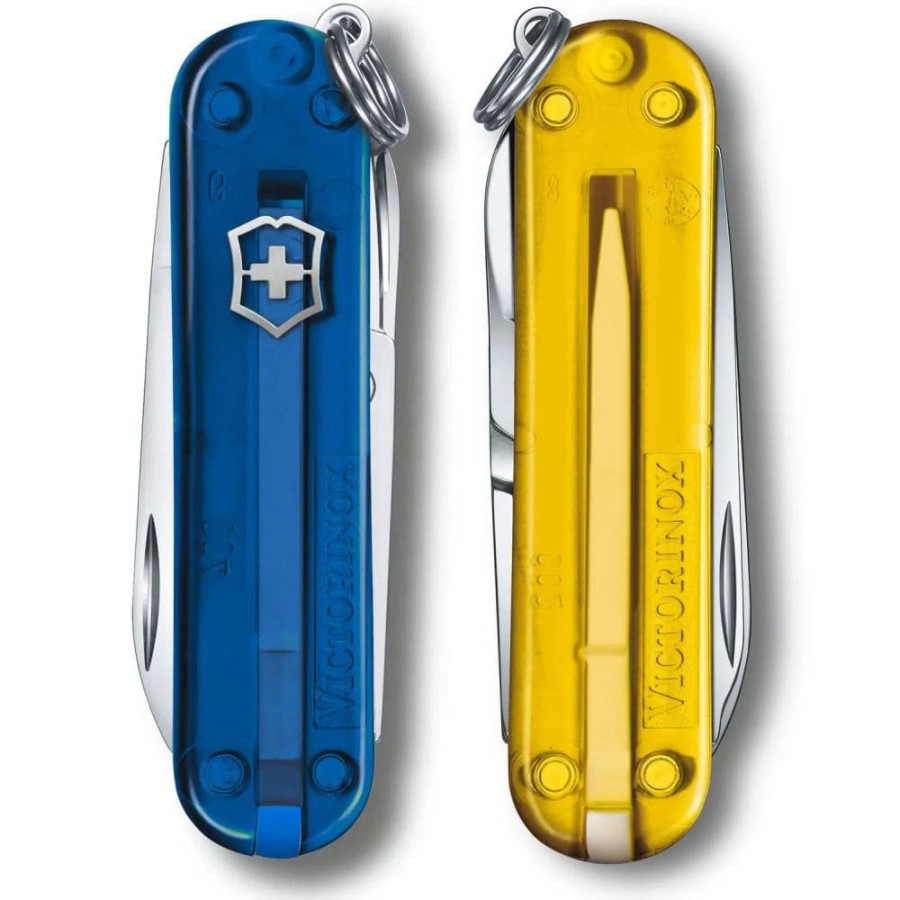 Ніж Victorinox Classic SD Ukraine 58мм,7функ,син.прозор-жовт.прозор