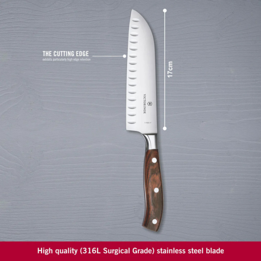 Кухонний ніж Victorinox Grand Maitre Wood Santoku лезо 17см з дерев. ручкою у подар.упак.