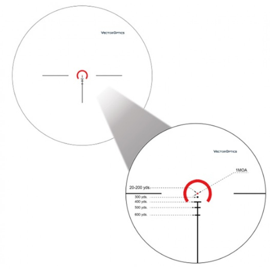 Приціл оптичний Vector Optics Aston 1-6x24 (30 мм) illum. SFP