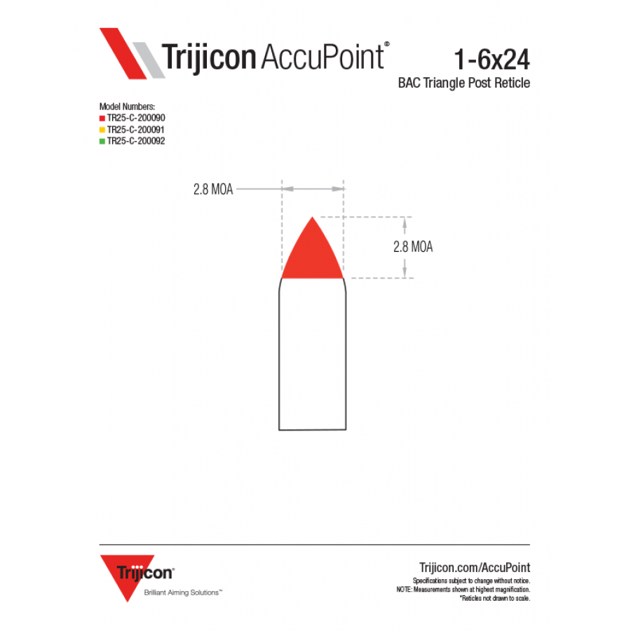 Приціл оптичний TRIJICON AccuPoint 1-6x24 (30 мм) illum. BAC Red Triangle Tritium/Fiber Optics SFP