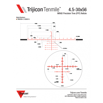 Приціл оптичний TRIJICON Tenmile 4.5-30x56 (34 мм) Red/Green MRAD illum. Precision Tree FFP