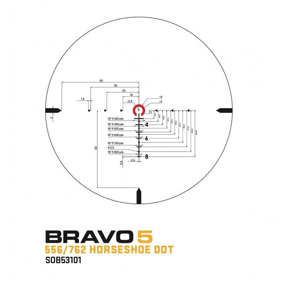 Приціл оптичний Sig Optics BRAVO5 BATTLE SIGHT, 5X32MM HORSESHOE DOT ILLUM RETICLE