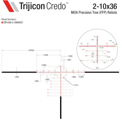 Приціл оптичний TRIJICON Credo 2-10x36 (30 мм) illum. MOA Tree Crosshair FFP Red