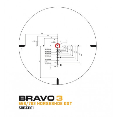 Приціл оптичний Sig Optics BRAVO3 BATTLE SIGHT, 3X24MM HORSESHOE DOT ILLUM RETICLE