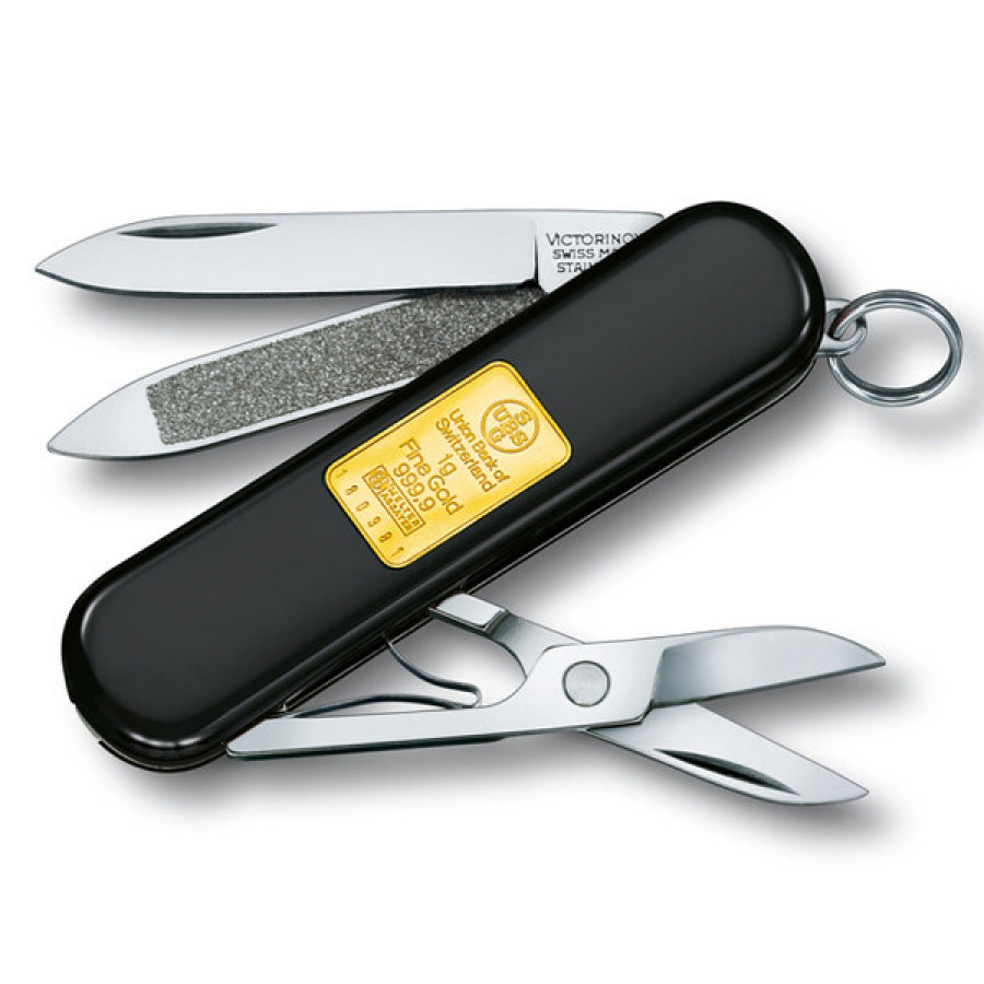 Ніж Victorinox Classic SD чорний із золотою платівкою