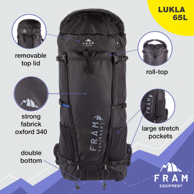 Рюкзак Lukla 65L L чорний