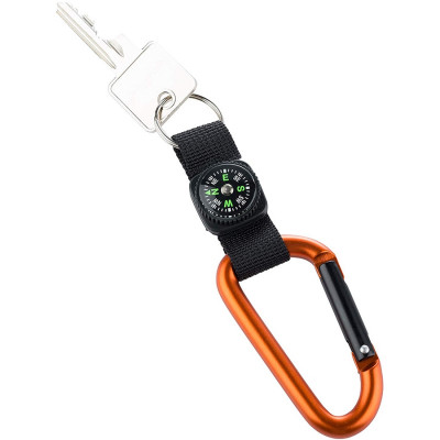 Munkees 3228 карабін 8 mm with strap, compass, keyring orange