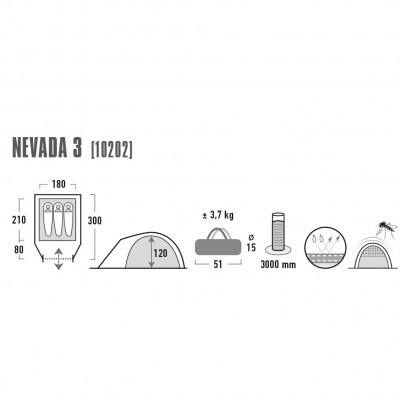 Намет тримісний High Peak Nevada 3 Dark Grey/Red (10202)