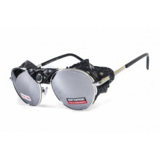 Окуляри захисні Global Vision Aviator-5 (silver mirror) дзеркальні чорні, зі з'ємним ущільнювачем із синтетичної 