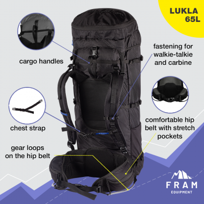 Рюкзак Lukla 65L L чорний