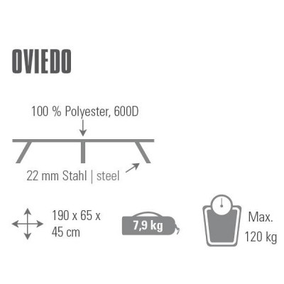 Ліжко розкладне High Peak Oviedo Dark Grey/Blue (44160)