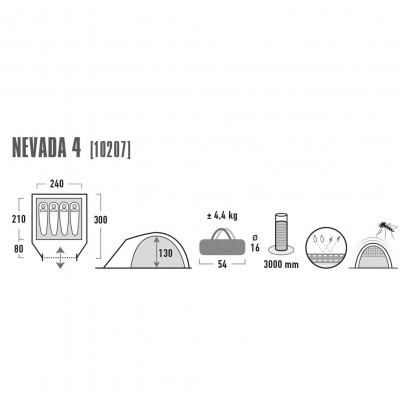 Намет чотиримісний High Peak Nevada 4 Dark Grey/Red (10207)