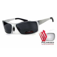 Окуляри поляризаційні BluWater Alumination-1 Silver Polarized (gray) чорні, в сріблястій оправі