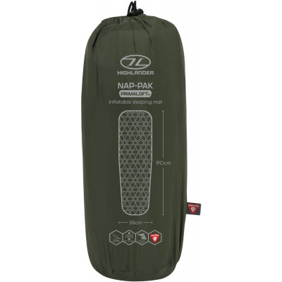 Килимок надувний Highlander Nap-Pak Inflatable Sleeping Mat PrimaLoft 5 cm Olive (AIR072-OG)