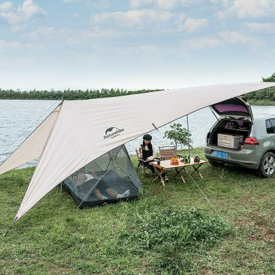 Тент для кемпінгу Naturehike Car Rear Canopy NH21TM001, 590*340 см, золотий (з трьома стійками)